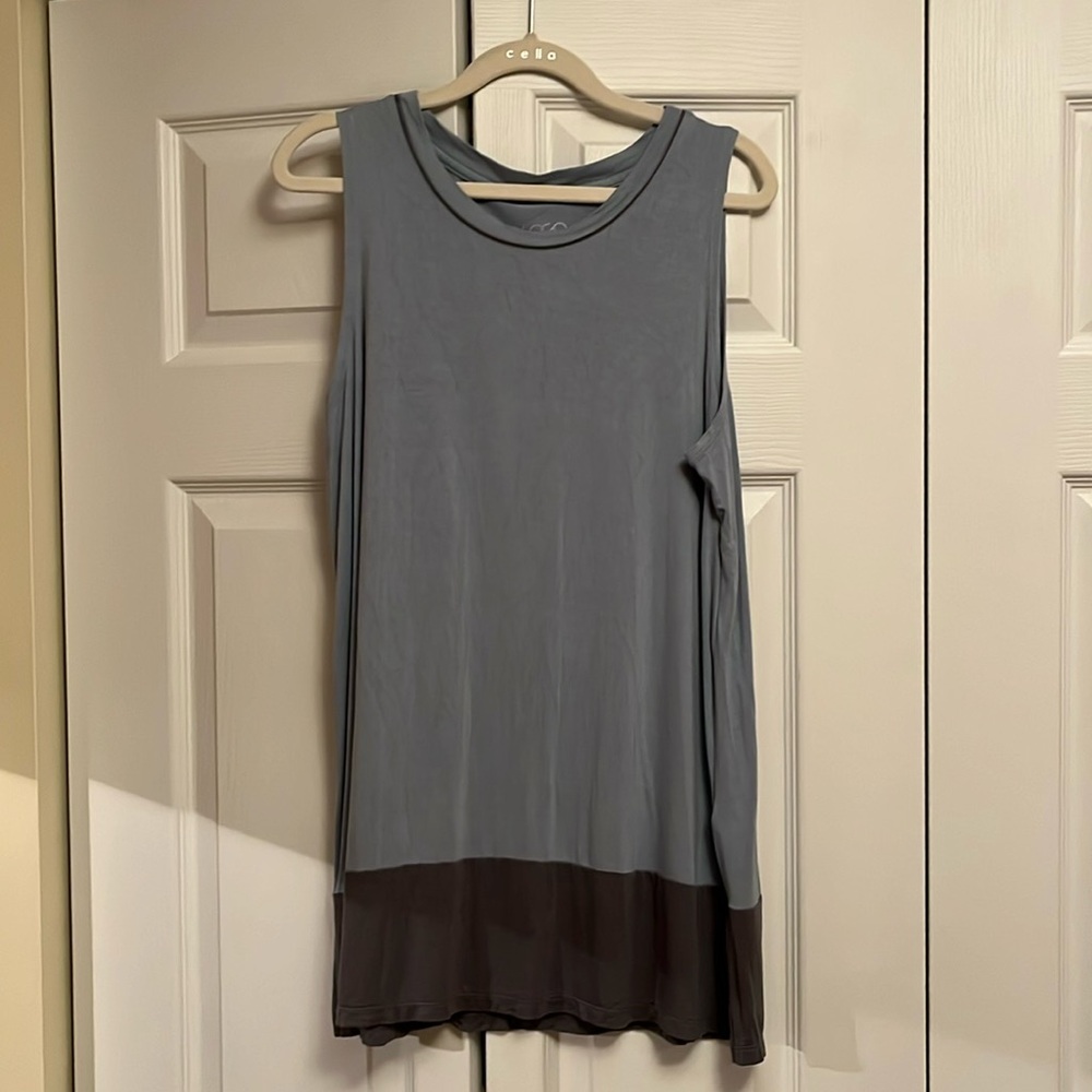 LOGO by Lori Goldstein Gray and Brown Tank Top